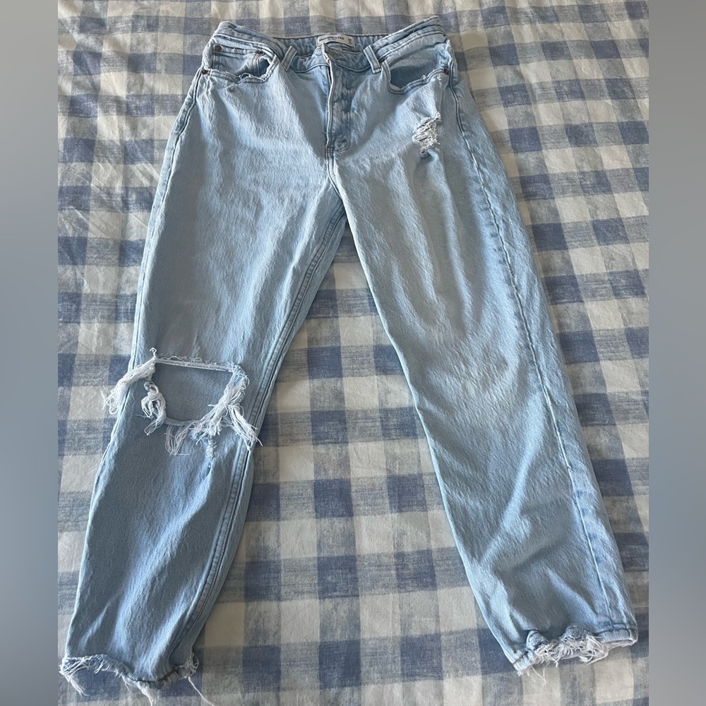 Abercrombie & Fitch Light Wash High-Rise Distressed Jeans